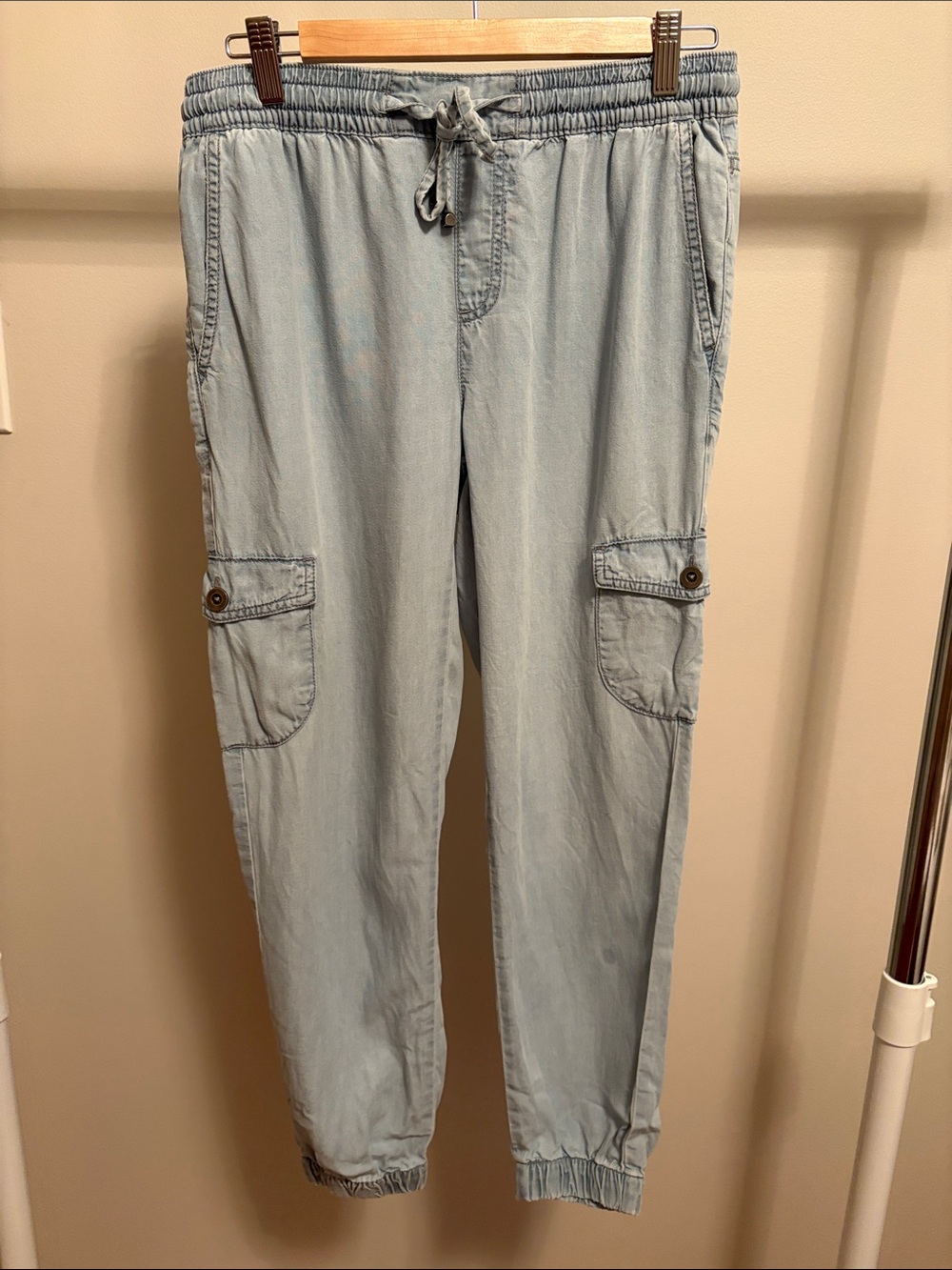 ☀️ Summer Weight Women's Cargo Jeans with Drawstring Waist Elastic bottoms